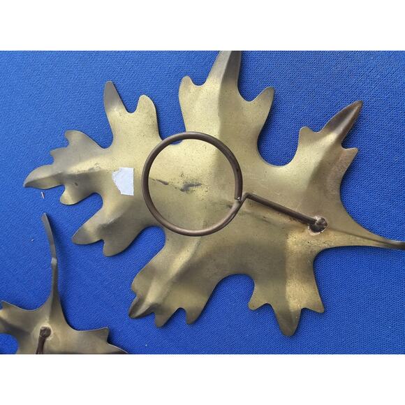 3 Vintage Gold Tone Metal Maple Leaves - 8 in - Home Wall Decor Fall/Autumn - Picture 4 of 5